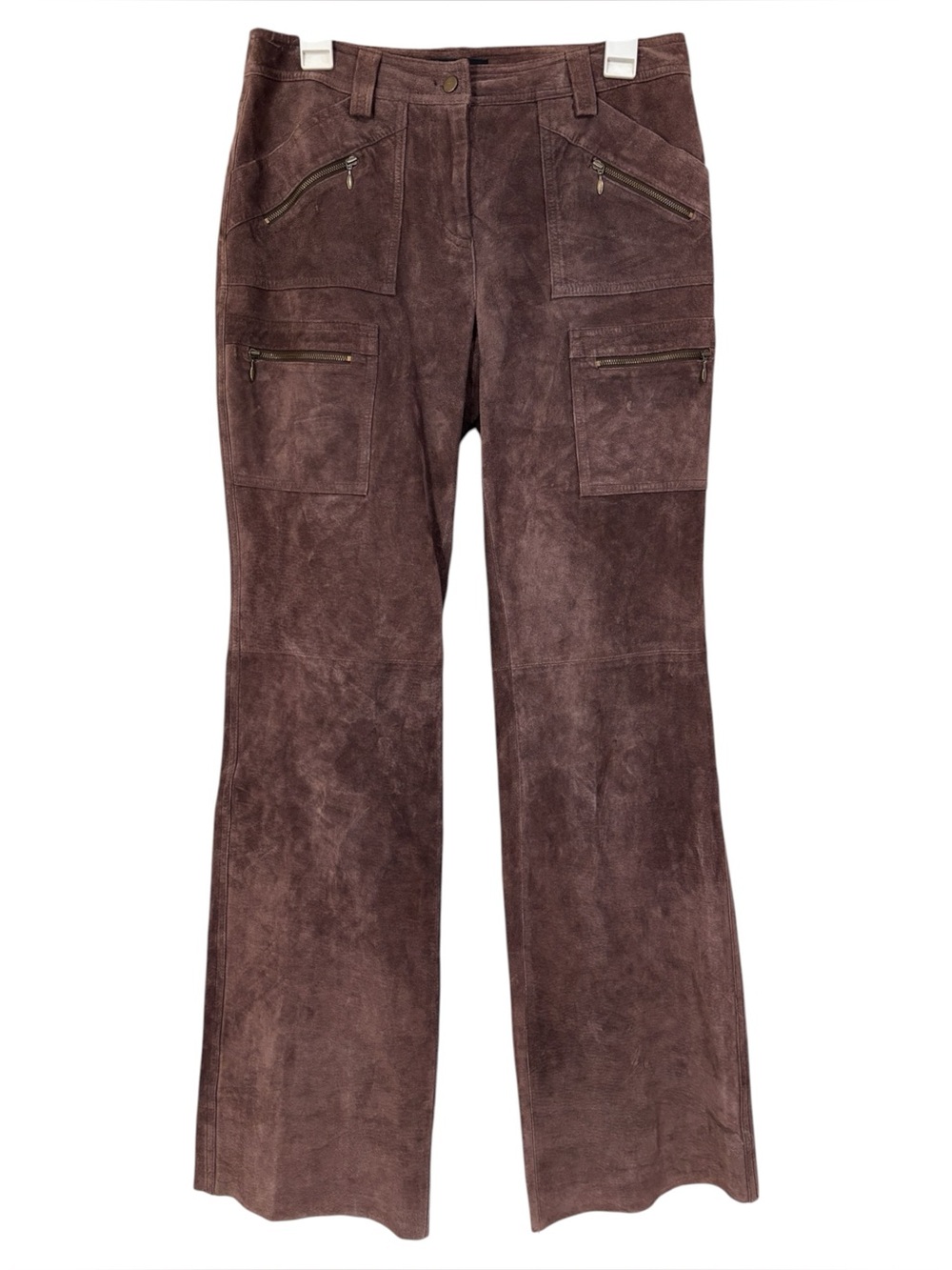 Vintage 100% Leather Suede Brown Bootcut Pants by Context Size 8 US Womens